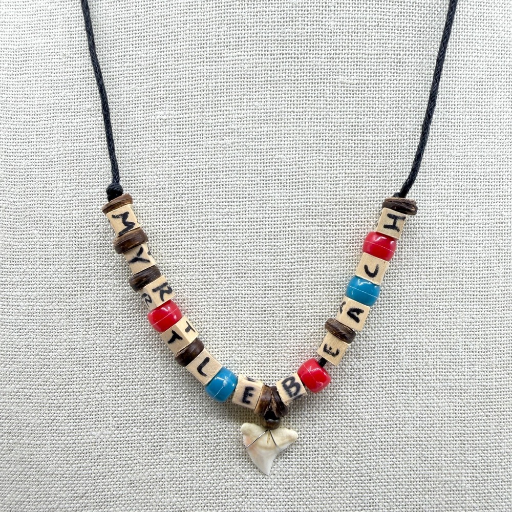 Myrtle Beach Shark Tooth Necklace Souvenir Bohemian Surf Style Classic Gift